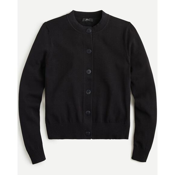 J. Crew Sweaters - J Crew Jackie Cardigan Sweater Cotton Crepe Preppy Academia Black Size XXL